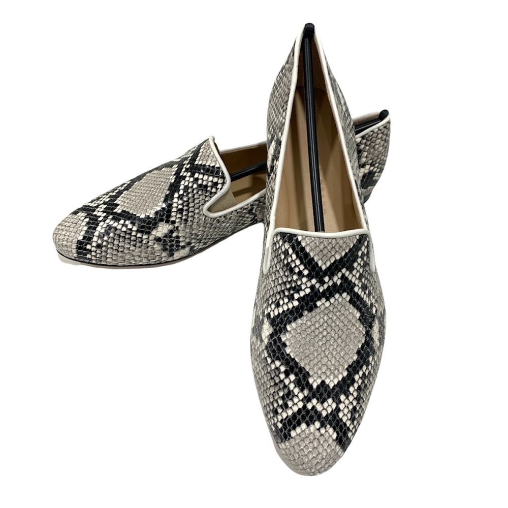 Veronica Beard Black and White Snakeskin Loafers